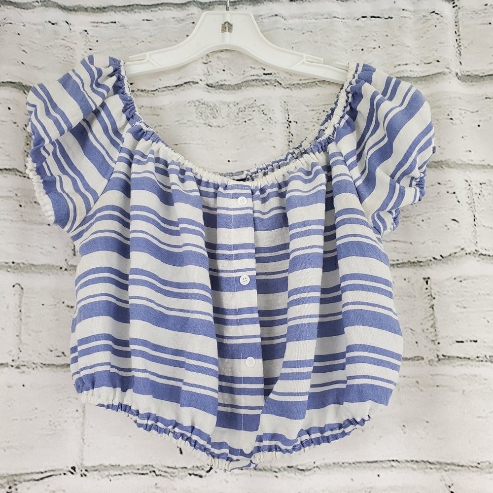 Swell striped short sleeve crop top shirt